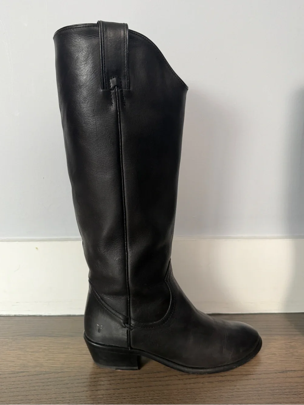 Frye Black Tall Leather Riding Boots